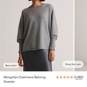 Gray Cashmere Batwing Sweater